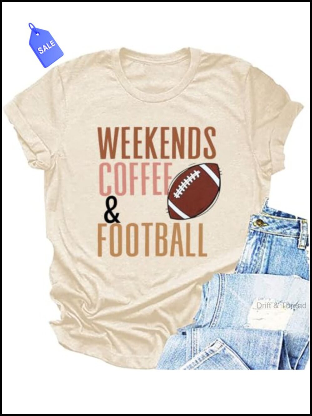 Women's Football Coffee Graphic Tee Short Sleeve Crew Neck Casual Game Day Shirt